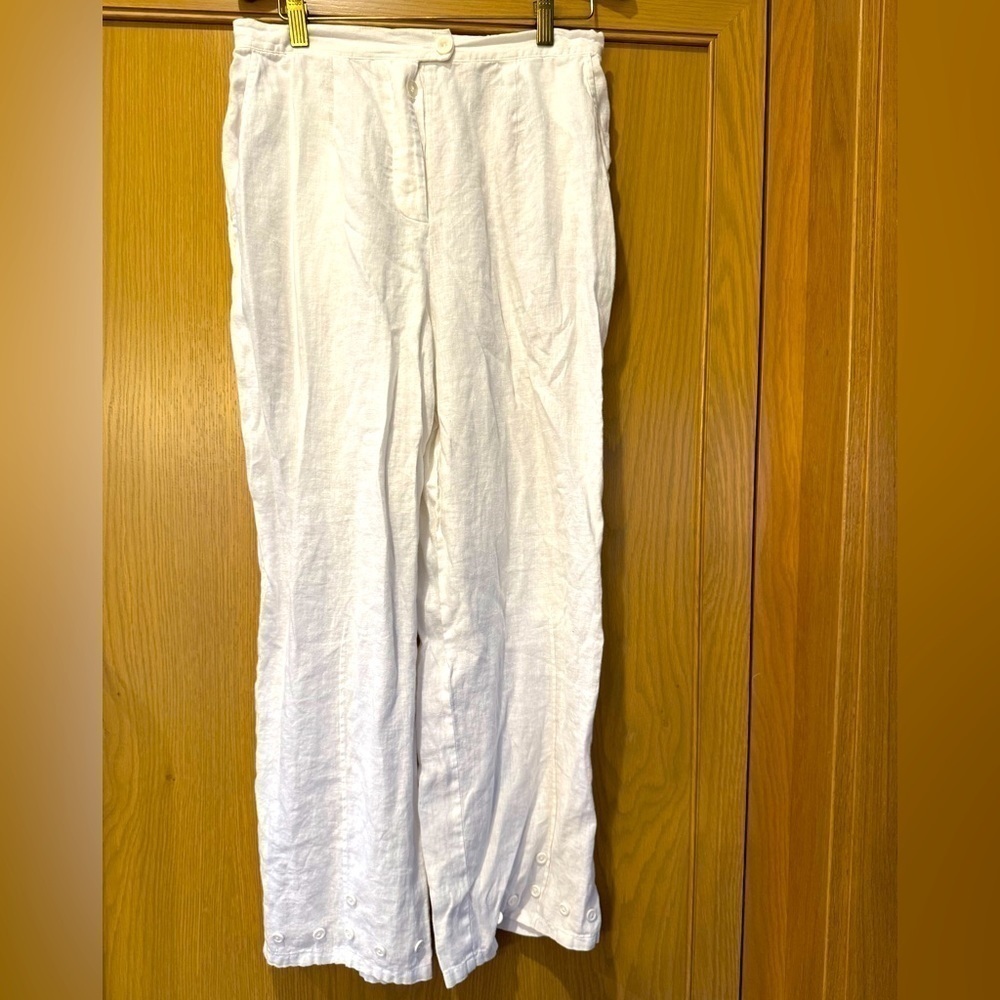 Vintage David Dart White Linen Coastal Grandma Cropped/Ankle Pant / Medium